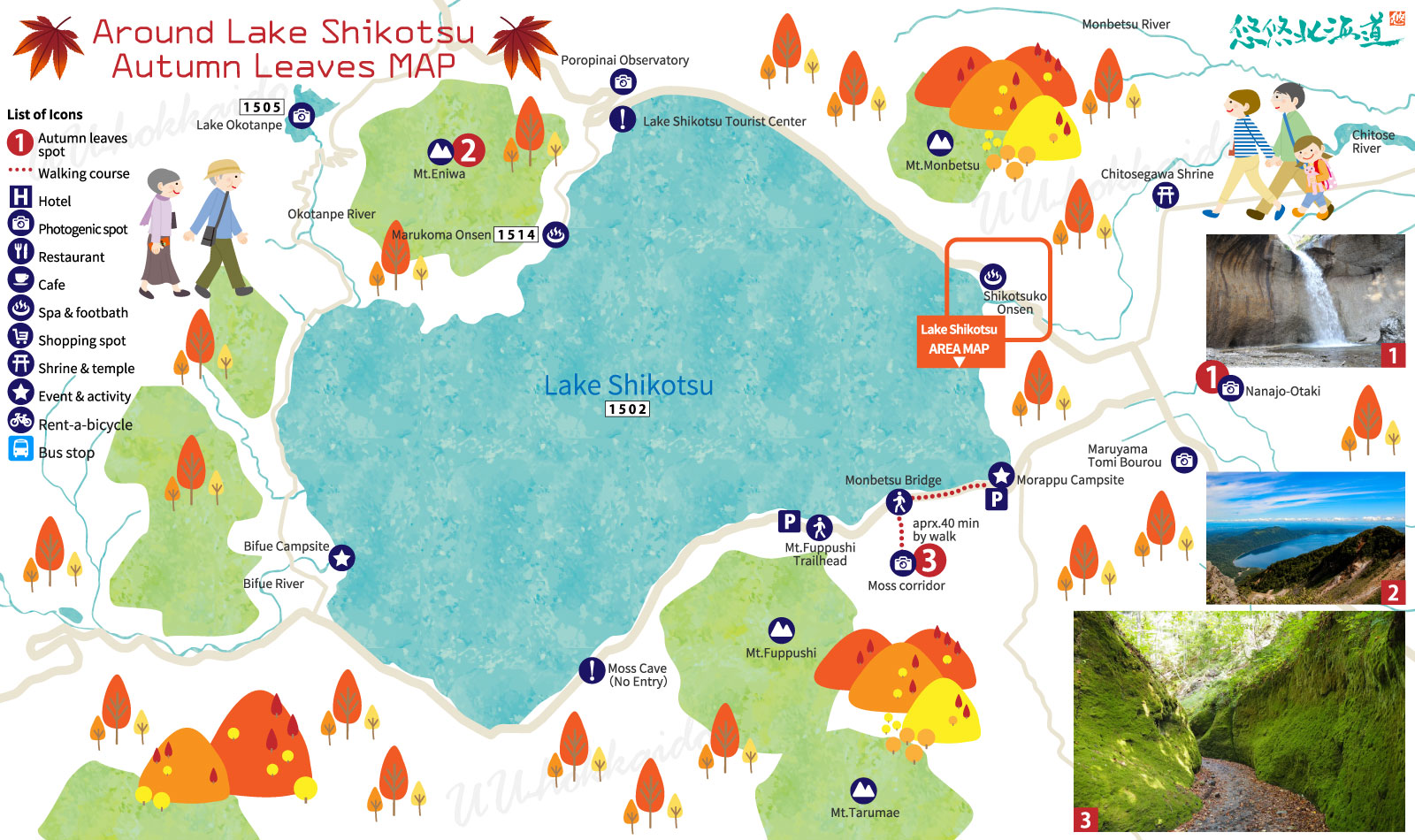 Around Lake Shikotsu walking MAP